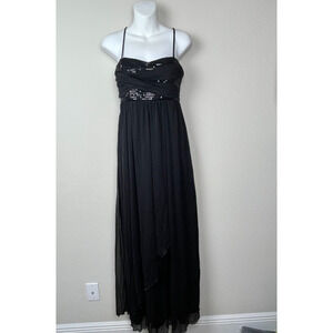 Y2K Goth Whimsigoth Intrigue Black Sequin Babydoll Prom Dress Juniors Size 7 Tie